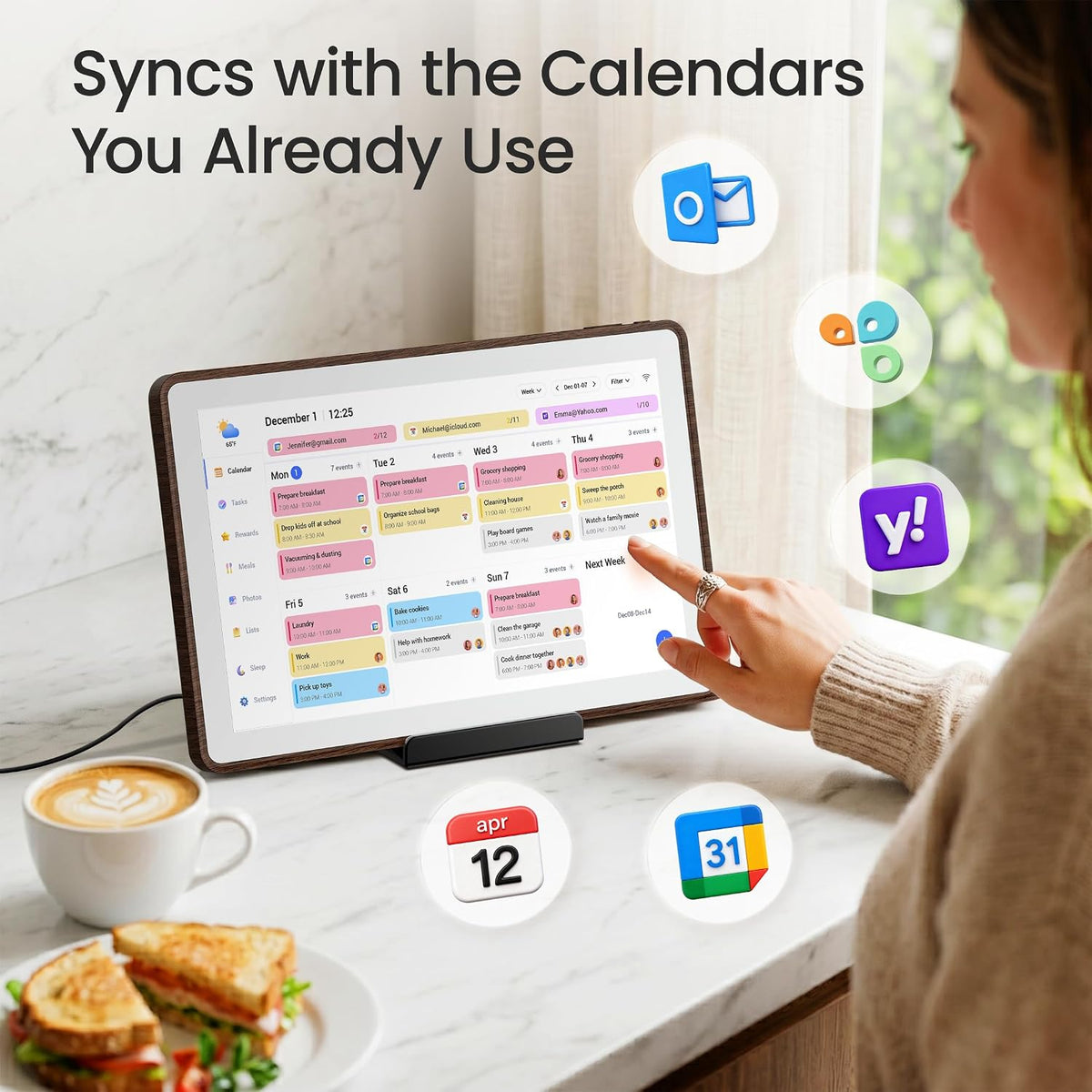 Digital Wall Calendar 15" Touch Screen, Electronic Family Planner Reminders