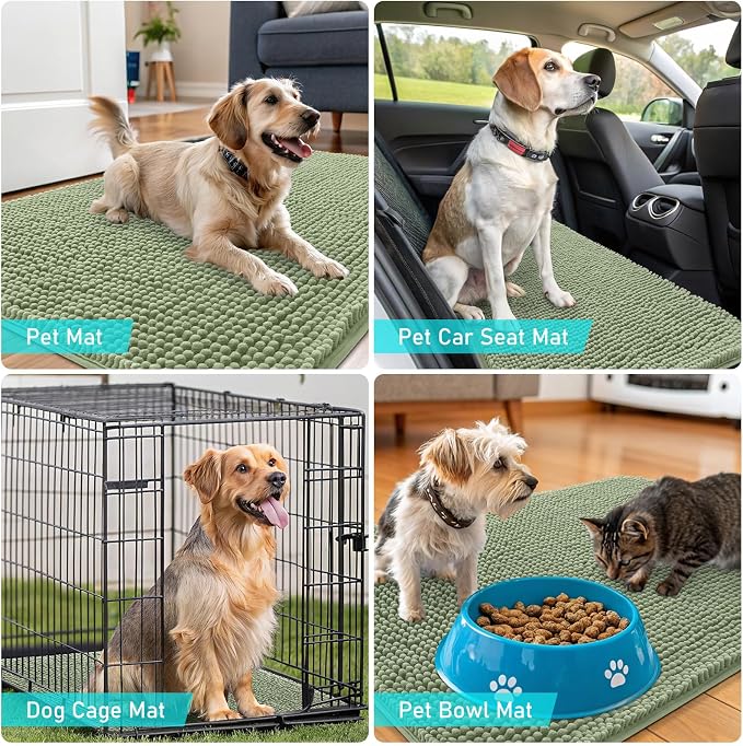 OLANLY Dog Door Mat for Muddy Paws 40x24, Absorbs Moisture and Dirt, Absorbent