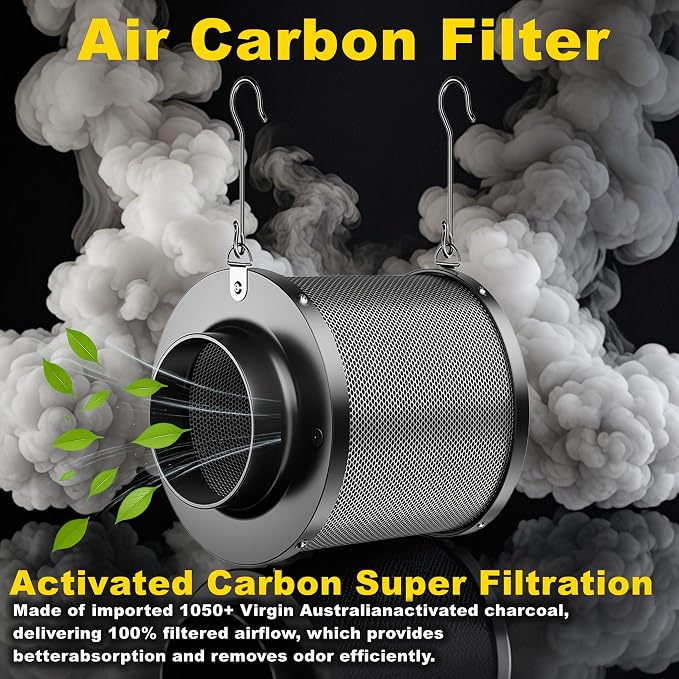 MELONFARM Air Filtration Kit, 8 Ft Ducting & Rubber Coupler, Air Cooling and