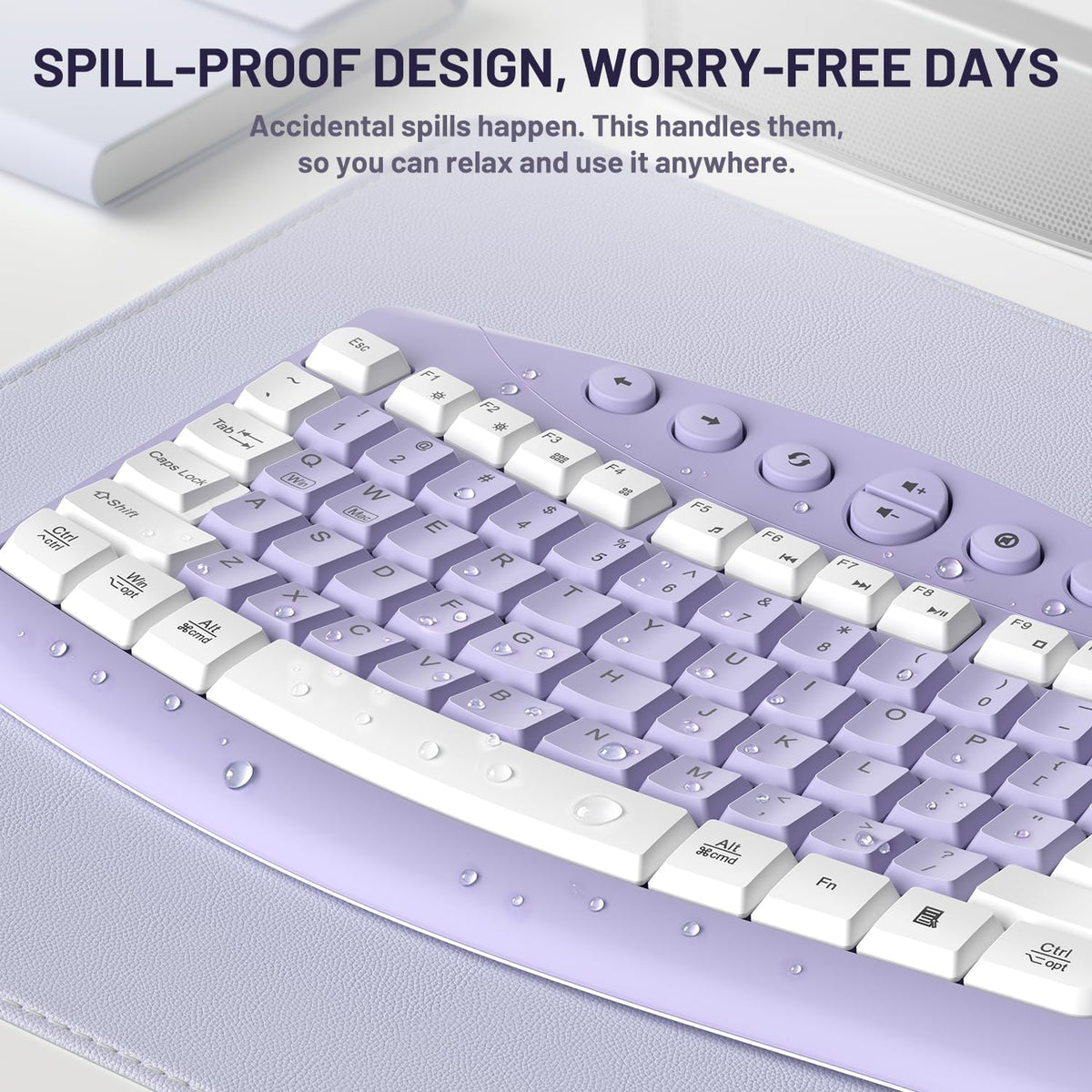 Wireless Keyboard and Mouse Combo Silent Ergonomic Curved Design for Office