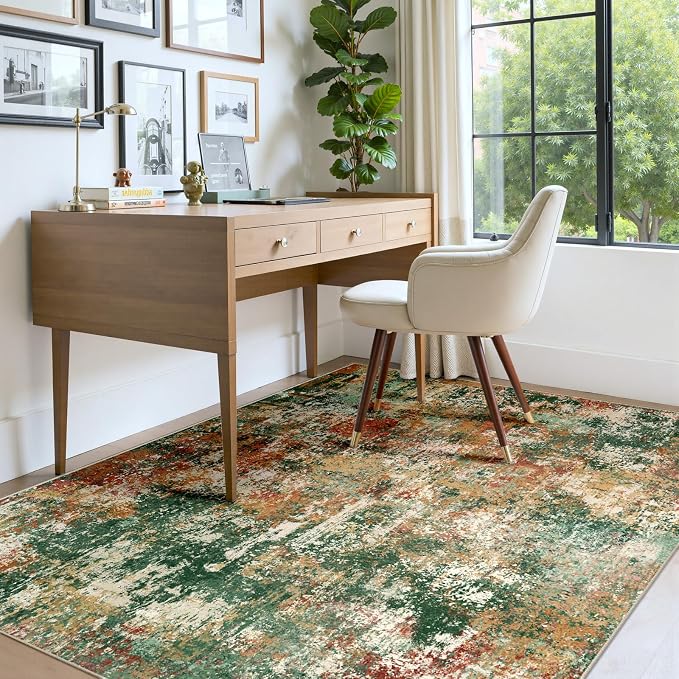 RELEANY Washable Area Rugs 4'x6' Non-Slip Modern Abstract Soft