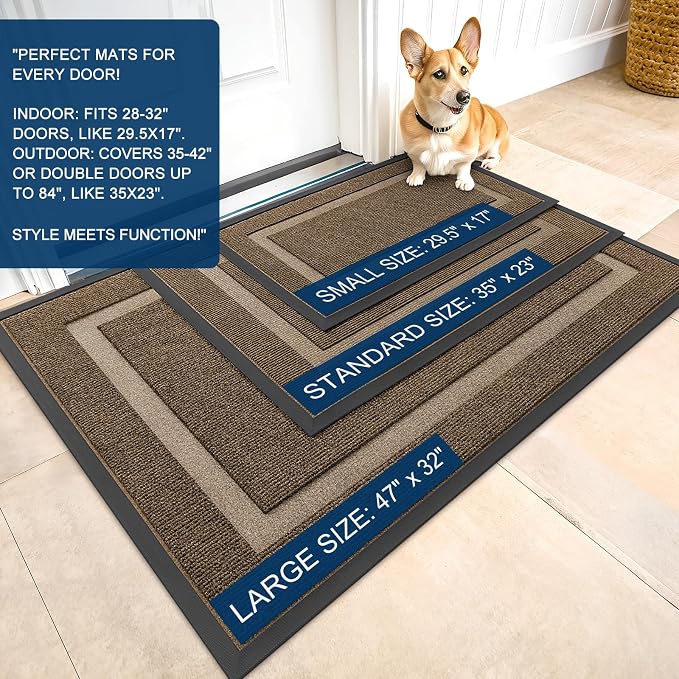 OLANLY Front Door Mat Indoor Outdoor Entrance, Waterproof All-Season,