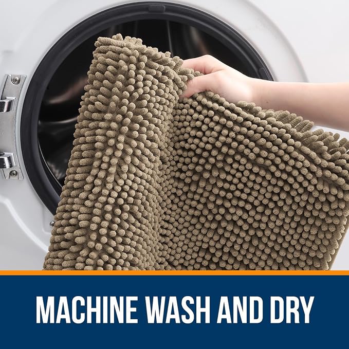OLANLY Bathroom Rugs 32x20, Extra Soft Absorbent Chenille Bath Rugs, Rubber