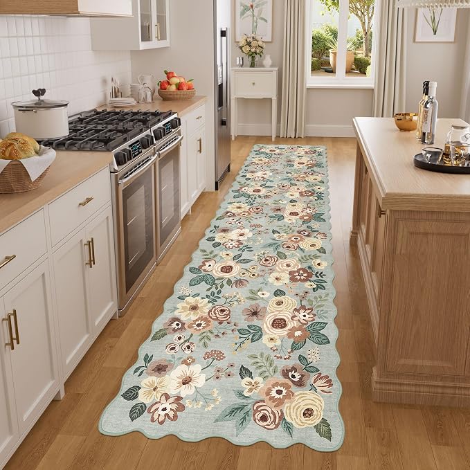 DUKINO 2x8 Washable Runner Rug, Soft Floral Hallway Rug Runner