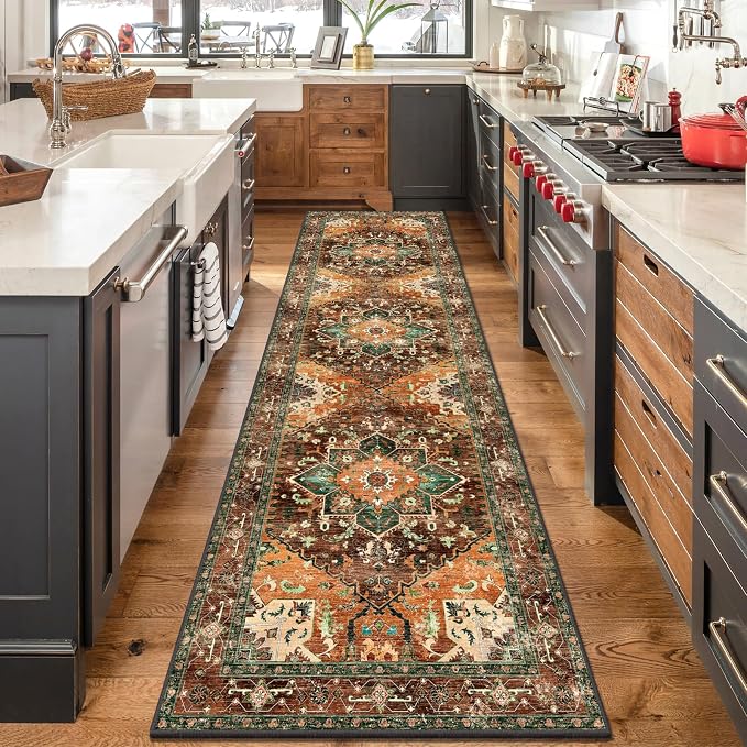 Yamaziot Washable Runner Rug, 3x10 Non-Slip Boho Vintage Hallway Rug