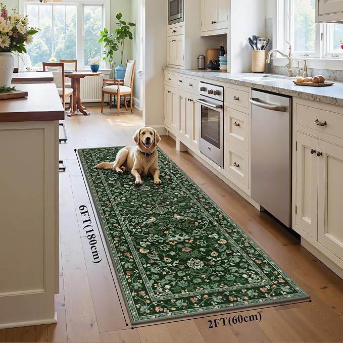 HEBE Washable Hallway Runner Rug 2'x 6' Non Slip Kitchen Rugs Runner, Low Pile