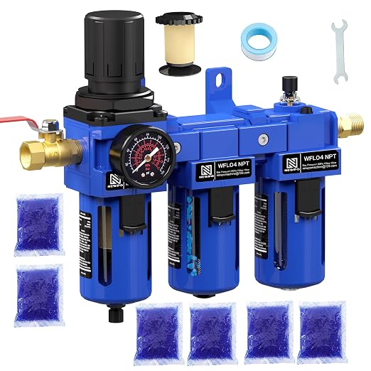 NEWPO 1/2'' NPT Compressed Air Filter Regulator Lubricator Combo