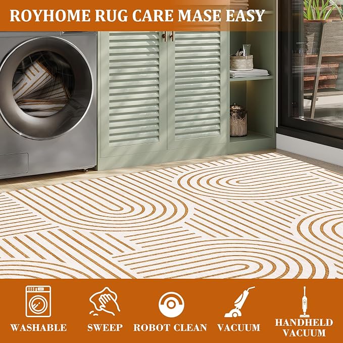 ROYHOME Modern Rug 2x6 Runners for Hallways, Abstract Kitchen Runner Rugs Non