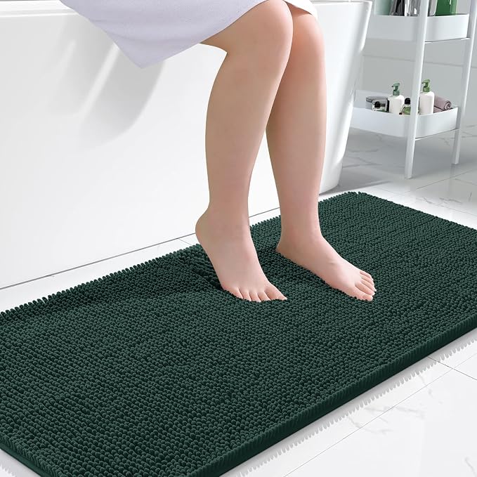 OLANLY Large Bathroom Rugs 50x30, Soft Absorbent Chenille Bath Rugs, Rubber