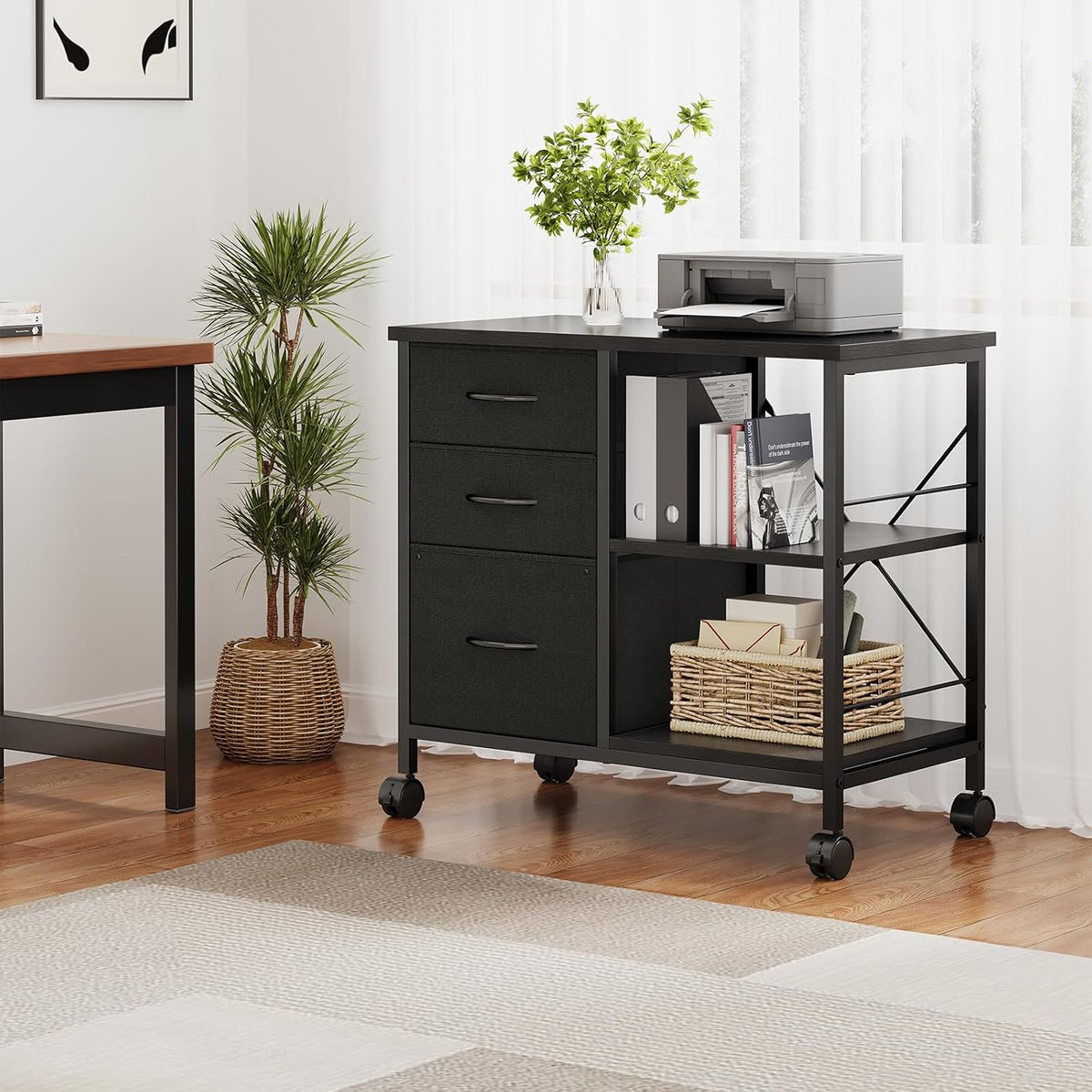 OLIXIS Mobile File Cabinet with 3 Drawers, Rolling Under Desk Storage