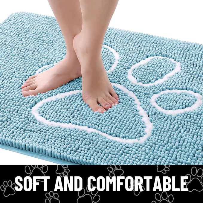 Smiry Dog Door Mat for Muddy Paws, Absorbent Dirt Trapper Non Slip Quick Dry