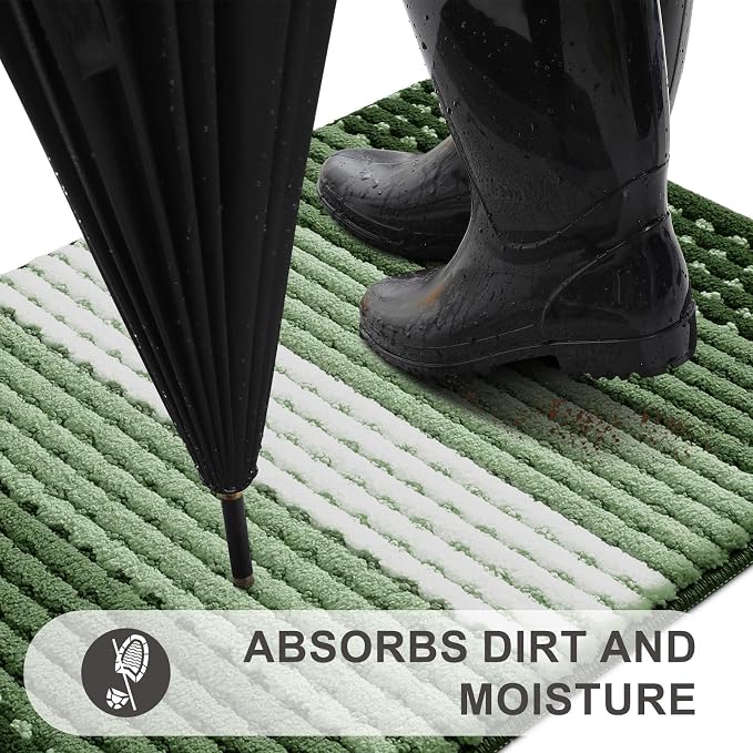 Kitinjoy Indoor Outdoor Door Mat, 59x36 Non-Slip Absorbent Dirt Trapper