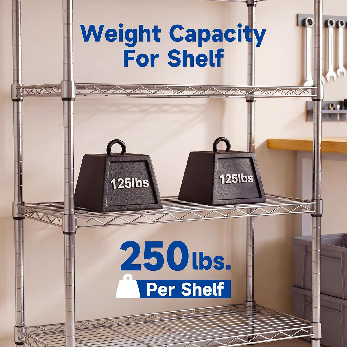 2-Tier Storage Shelf, Heavy Duty Adjustable Organizer Rack, Chrome