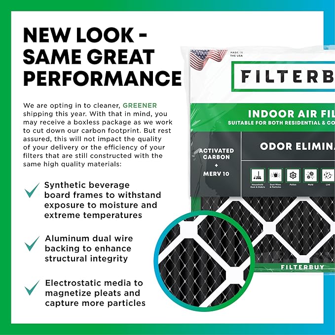 Filterbuy 14x24x1 Air Filter MERV 10 Odor & Allergy Defense