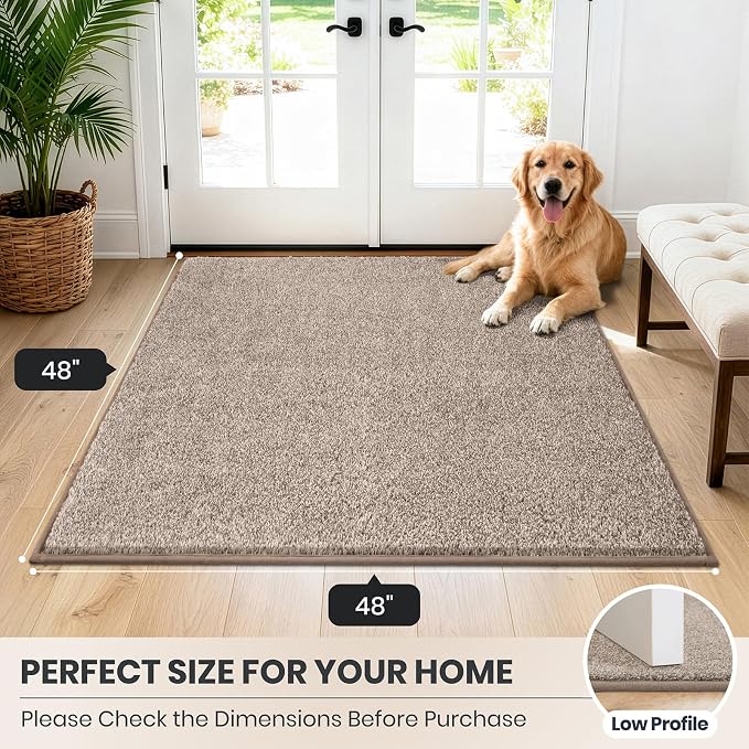 PURRUGS Dirt Trapping Door Mat 48" x 48", Non-Slip Machine Washable Entryway Rug