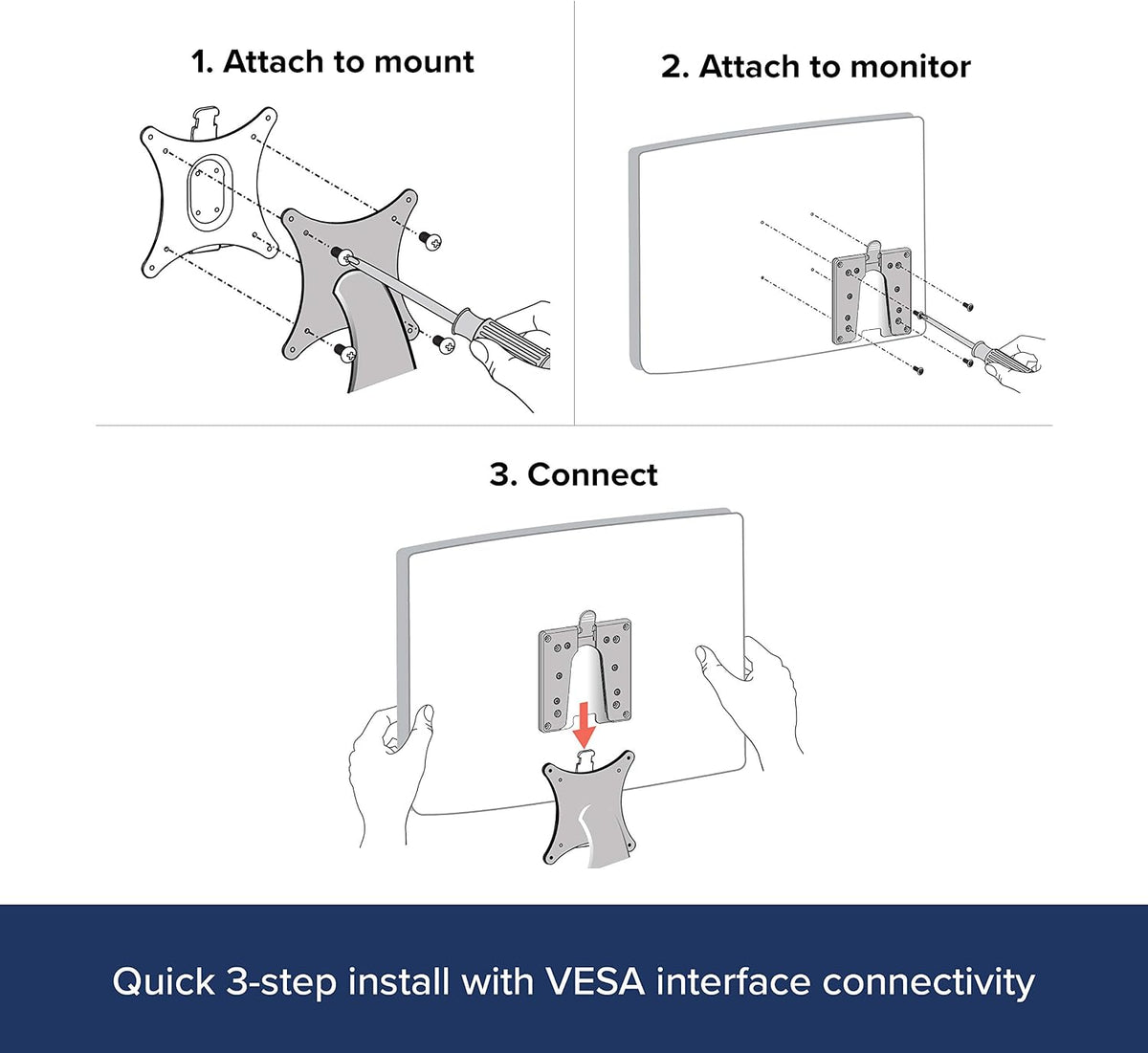 Ergotron – Quick Release Bracket – for Monitor and TV Screens Up to 35 lbs, Less Than 3 Inch Display Depth – Add-on for VESA Monitor Arms
