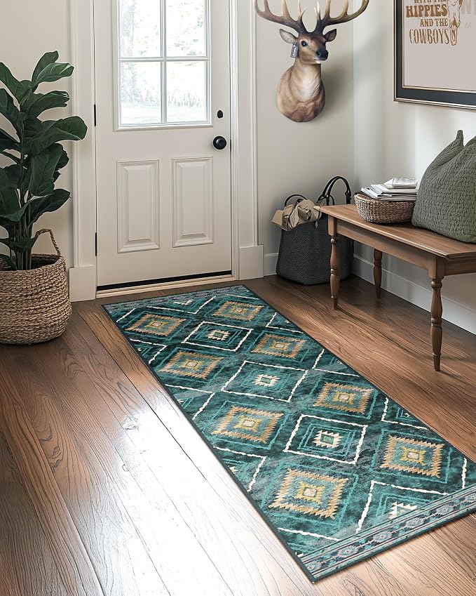 BESTSWEETIE Area Rug 2x6 Rug Machine Washable Non-Slip Low Pile Print Pattern