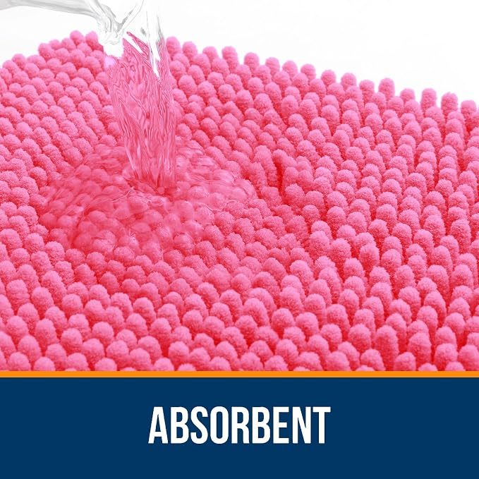 OLANLY Bathroom Rugs 34x21, Extra Soft Absorbent Chenille Bath Rugs, Rubber