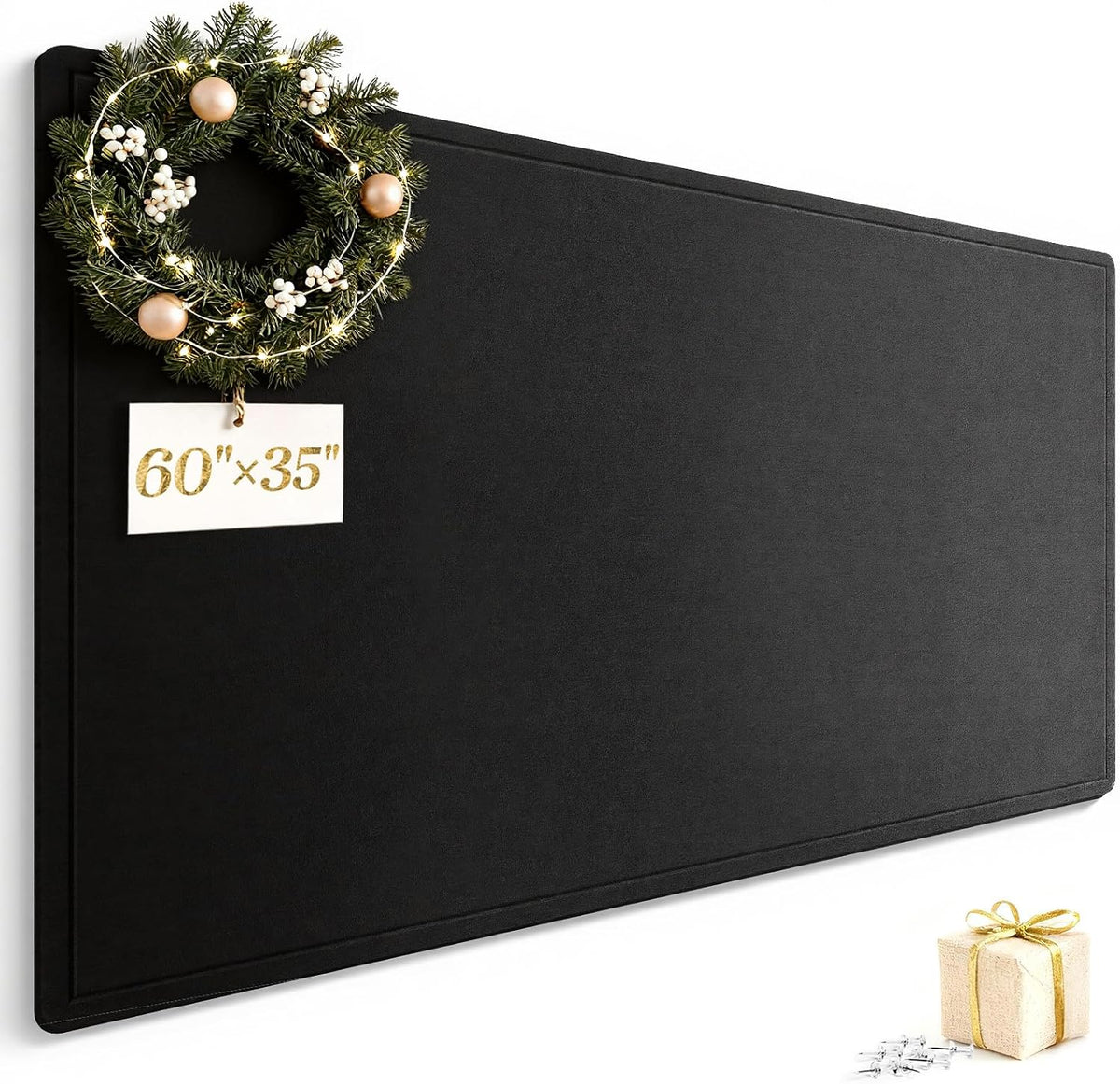 Bulletin Board, 60 X 35 inches Decorative Felt Cork Board Alternative with Pushpins, Foldable Felt Notice Pin Board Photo Display Board for Office Home School Wall