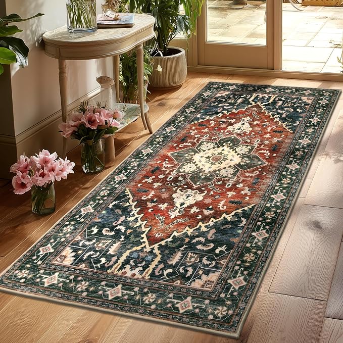 Yamaziot Washable Runner Rug, 3x6 Non-Slip Boho Vintage Hallway Rug
