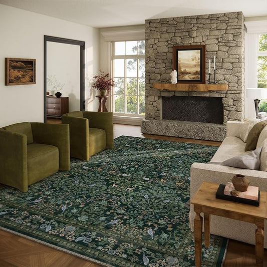 10x12 Area Rugs Living Room: Washable Rug Stain Resistant Non Slip Low Pile