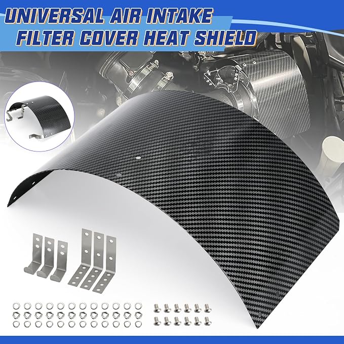 PTNHZ Universal Stainless Steel Air Intake Filter Cover Heat Shield Fits