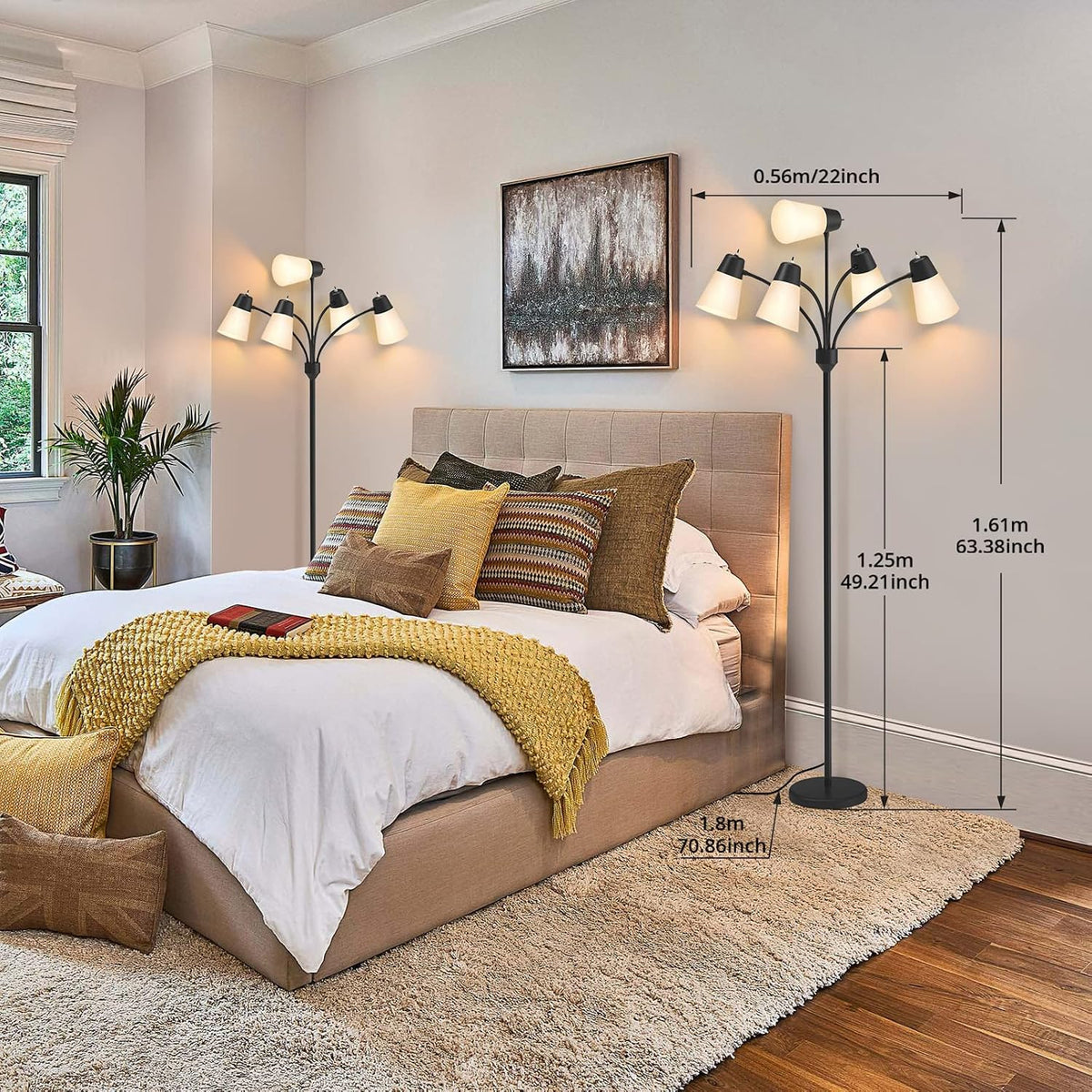 LED Floor Lamp, Medusa Adjustable Multi Head Modern Tall Standing Light