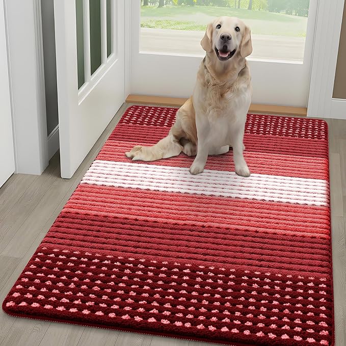 Kitinjoy Indoor Outdoor Door Mat, 48x30 Non-Slip Absorbent Dirt Trapper