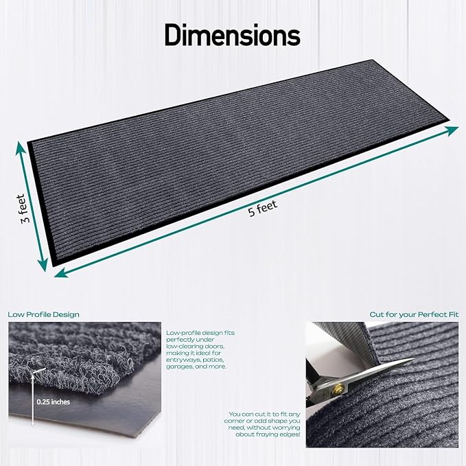 MaxMat® 4-Pack Extra Large 3x5 Ft Heavy Duty Door Mats – Tough Rubber Backing