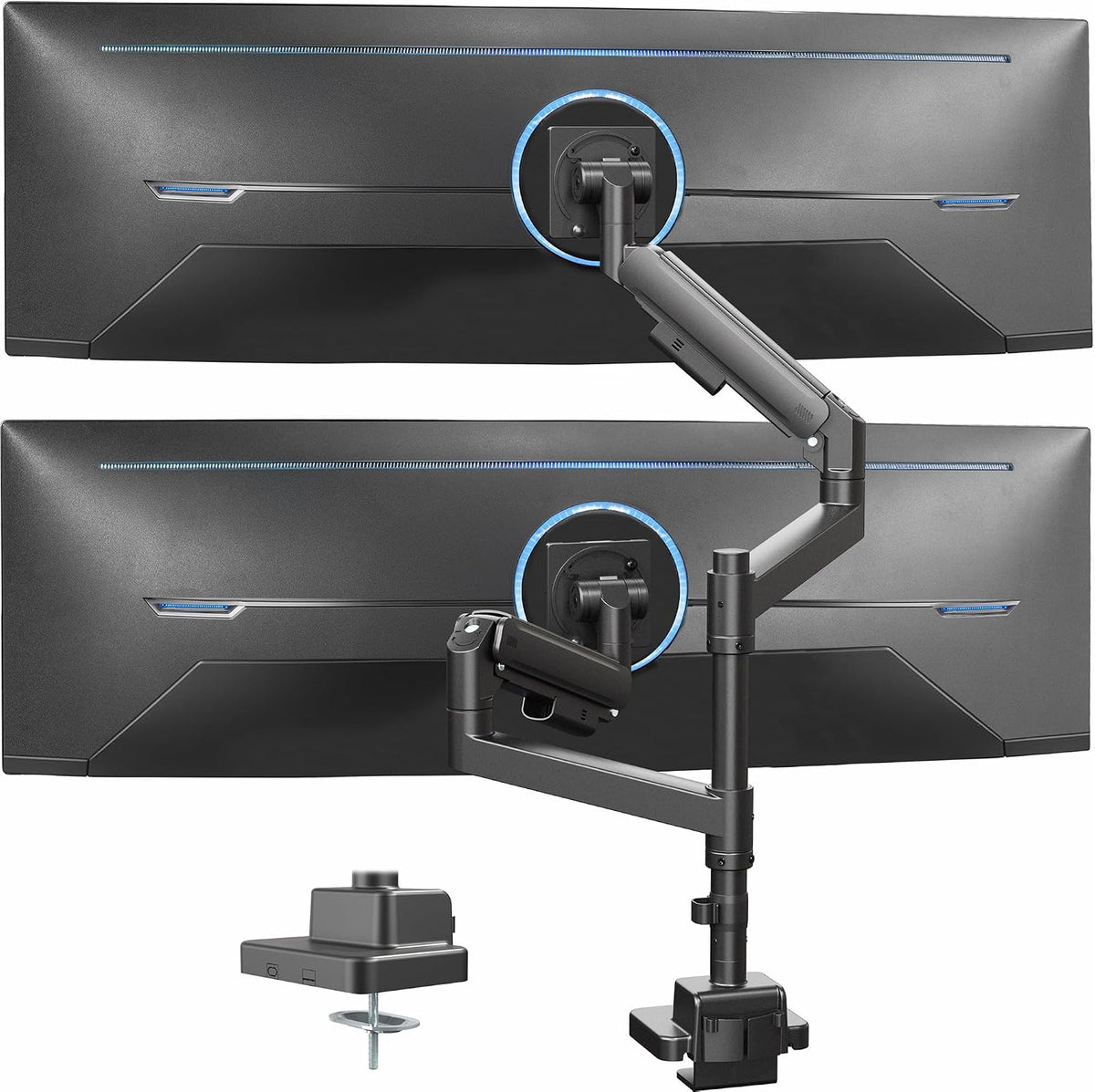 VIVO Black Dual Ultrawide Desk Mount, Up to 57 in Screens, STAND-GT57T2