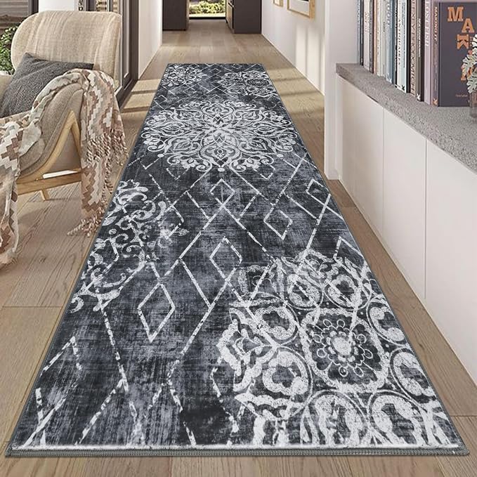 HEBE Hallway Runner Rug 2'8''x8' Washable Vintage Distressed Area Rugs Non Slip