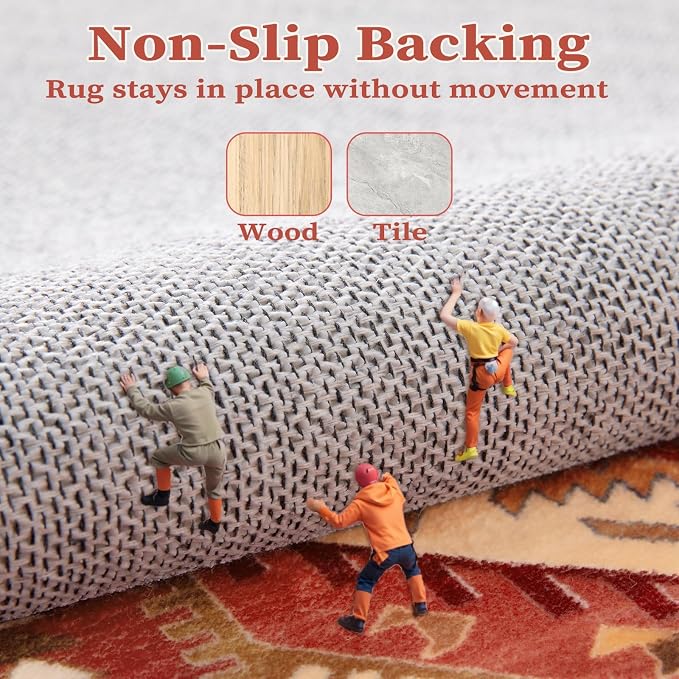 SERISSA 5x7 Boho Area Rug, Washable Non-Slip Rugs