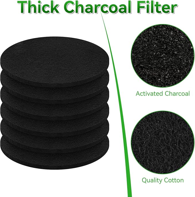 12 Pack Charcoal Filters for Compost Bucket, 6.7 Inch Compost Filters for