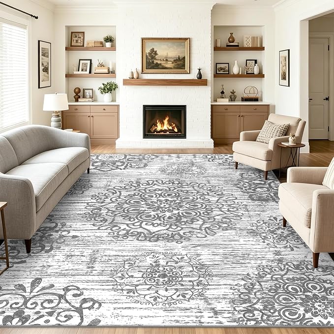 HEBE Area Rugs for Living Room 8'x10', Washable Non Slip Boho Bedroom Rug