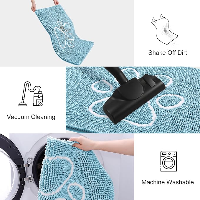 Smiry Dog Door Mat for Muddy Paws, Absorbent Dirt Trapper Non Slip Quick Dry