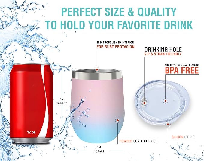 CHILLOUT LIFE 12 oz Stainless Steel Wine Tumbler