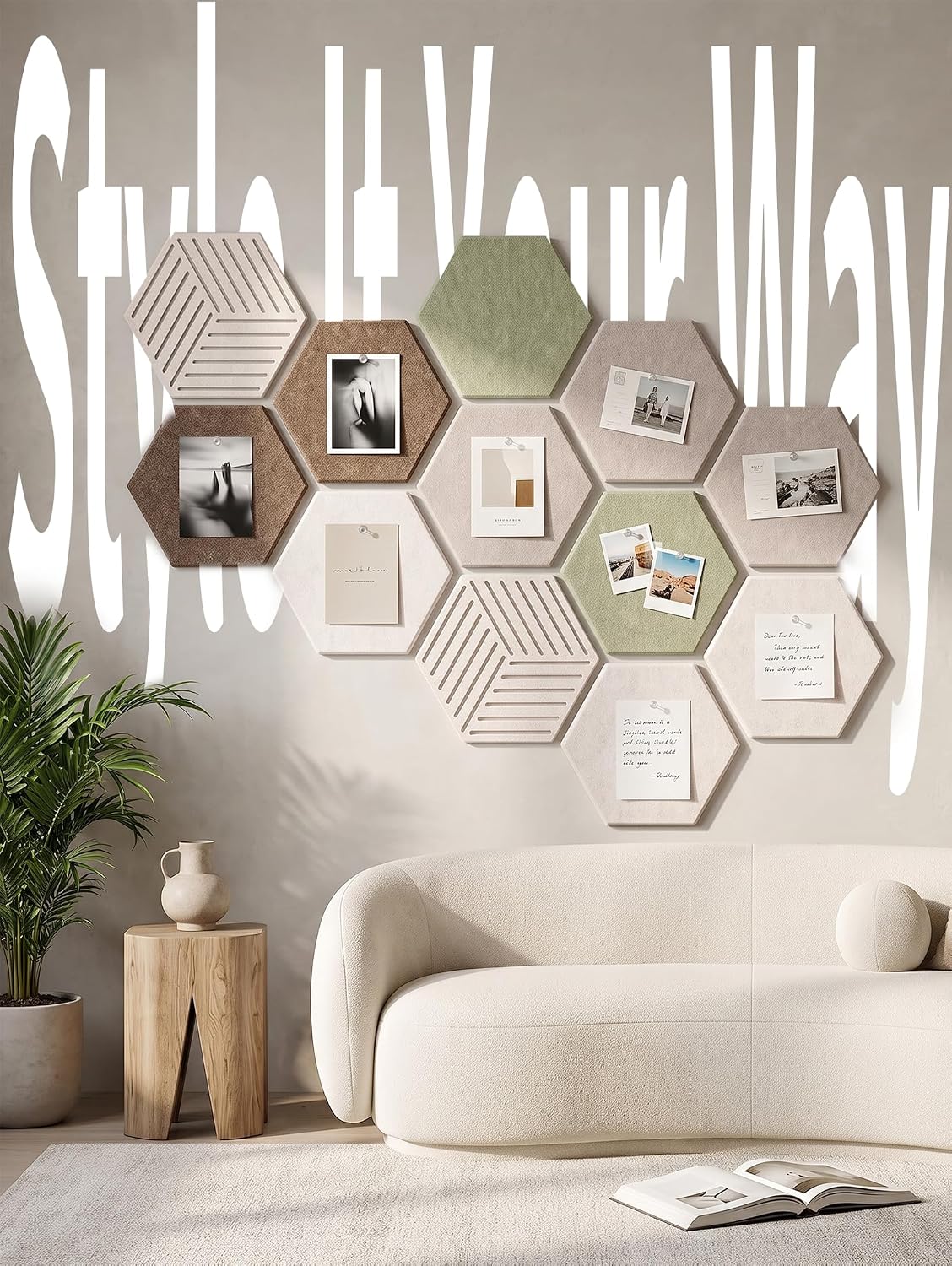 Hexagon Cork Board Tiles for Office Walls Decor 10 Pack 11.81" X 10.24"
