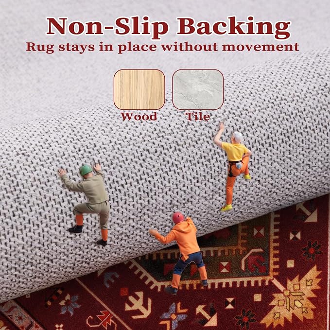 SERISSA Area Rug 3x5 Boho Rugs for Bedroom, Washable Non-Slip Living Room Rug