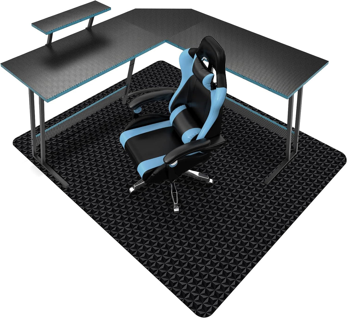 SALLOUS Chair Mat for Hard Floor, 63" x 51" Office Chair Mat for Hardwood Floor, Multi-Purpose Hard Floor Protector Under Desk Mat for Home Office, Non-Slip Vinyl Floor Mat for Gaming Chairs (Black)