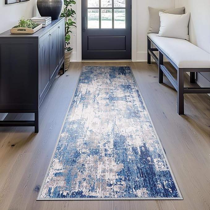 RELEANY Washable Area Rugs 2'x6' Non-Slip Modern Abstract Soft