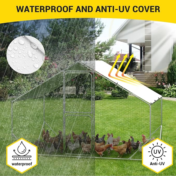 9.8X6.5x6.5FT, Large Walk in Chicken Run Pen Cage, Metal Coop Clearance