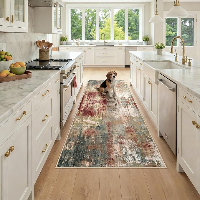 RELEANY Washable Area Rugs 3x7 Non-Slip Modern Abstract Soft