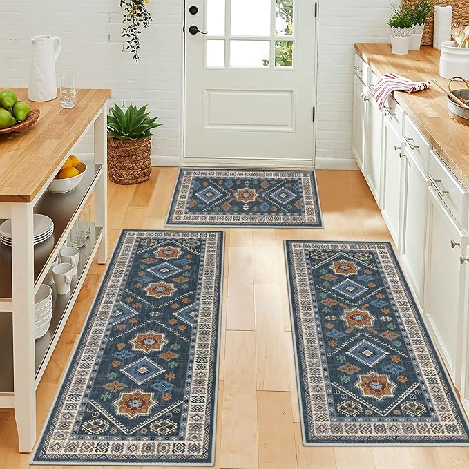 HEBE Boho Kitchen Rug Sets 3 Piece
