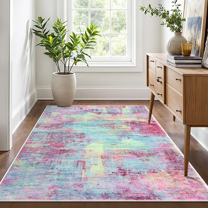 IOHOUZE Abstract Area Rug 4x6 Ft Washable Rugs