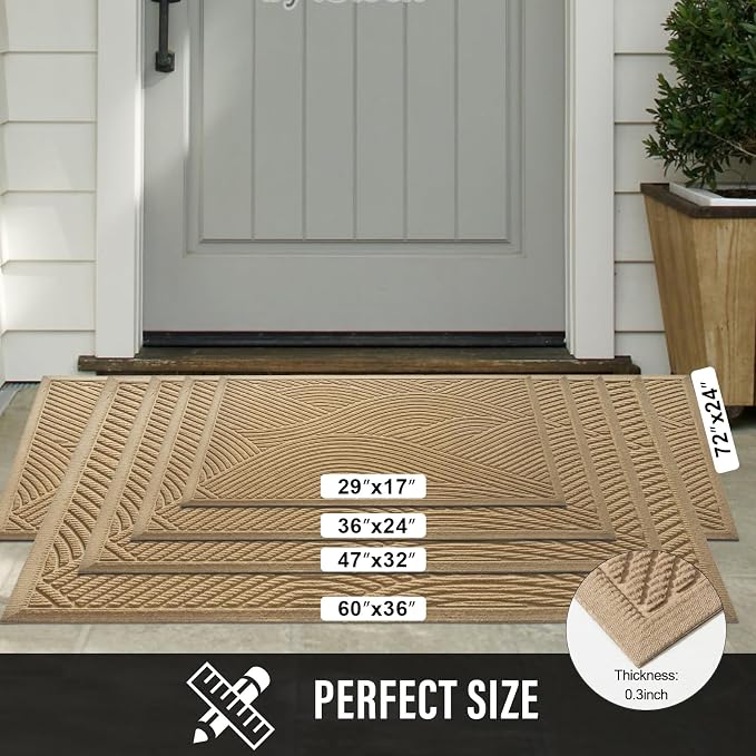 HIYARD Sturdy Front Door Mat, Absorbent Muddy Dirt Resist Welcome Door Mats