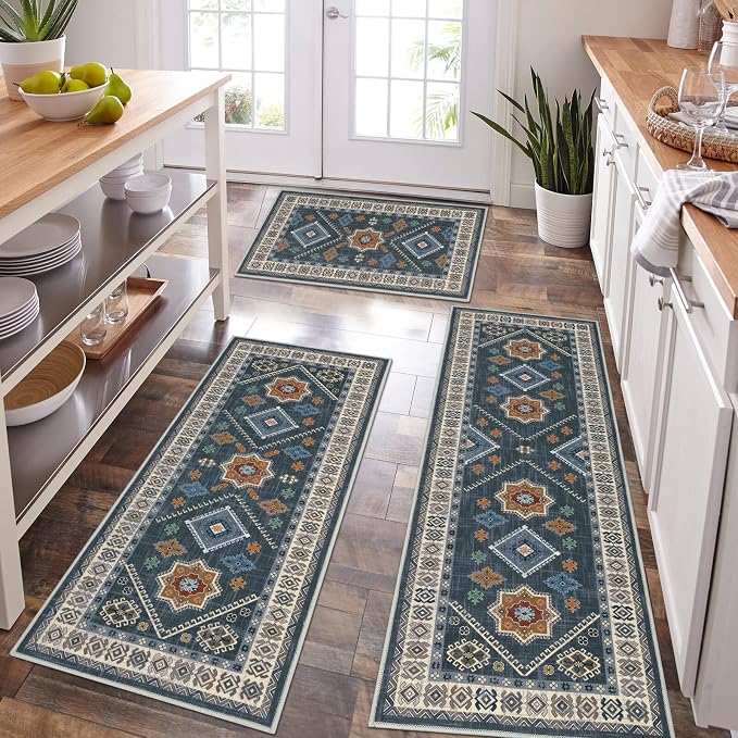 HEBE Boho Kitchen Rug Sets 3 Piece