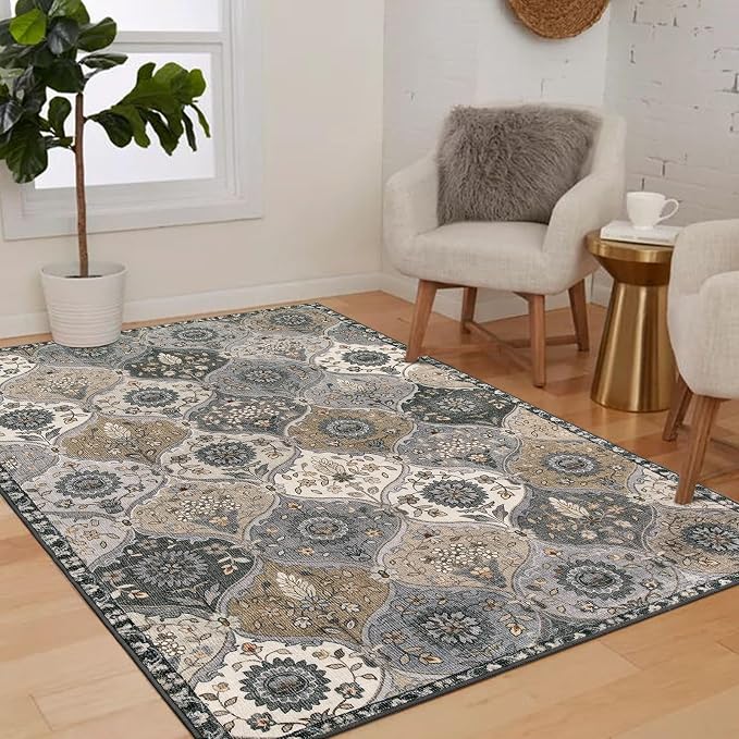 Lahome Moroccan Trellis Washable Area Rugs, 3x5 Rug