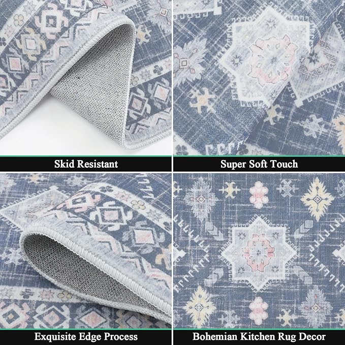 HEBE Boho Kitchen Rug Sets 3 Piece