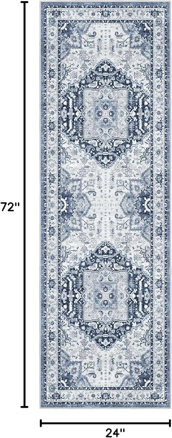 Madane Washable Runner Rug 2x6, Ultra-Thin Non-Slip Non-Shedding Hallway Runner