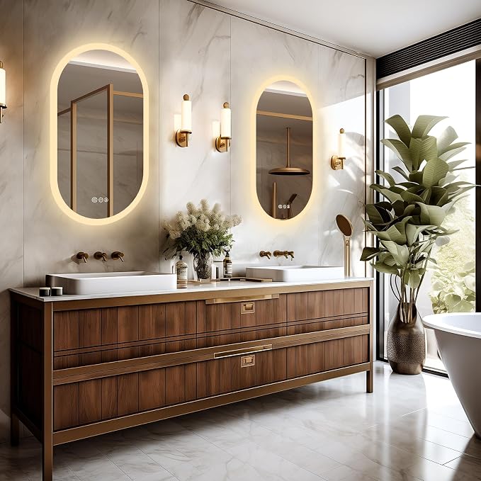 LUVODI Lighted LED Bathroom Mirror: 32x20IN Oval Wall Mounted Vanity Mirror
